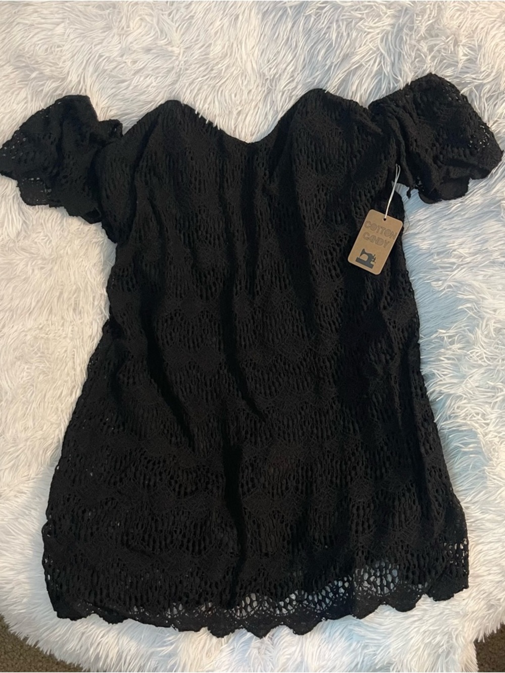 Off Shoulder lace black bohemian dress